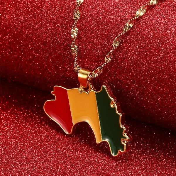 Guinea Flag Map Necklace