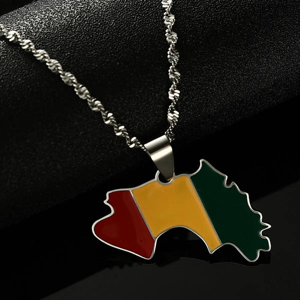 Guinea Flag Map Necklace