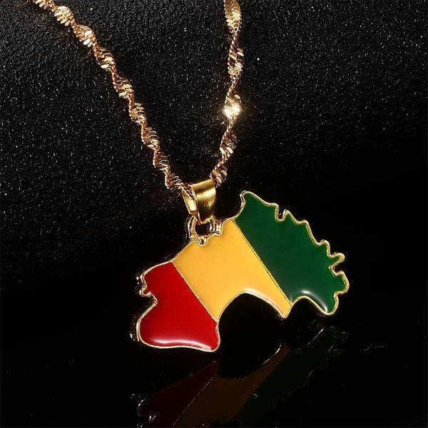 Guinea Flag Map Necklace