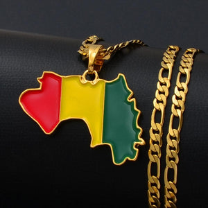 Guinea Flag Map Necklace