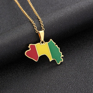 Guinea Flag Map Necklace