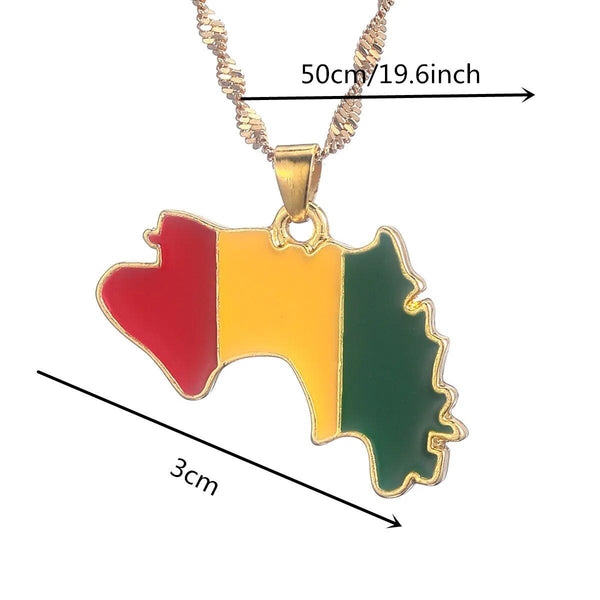 Guinea Flag Map Necklace