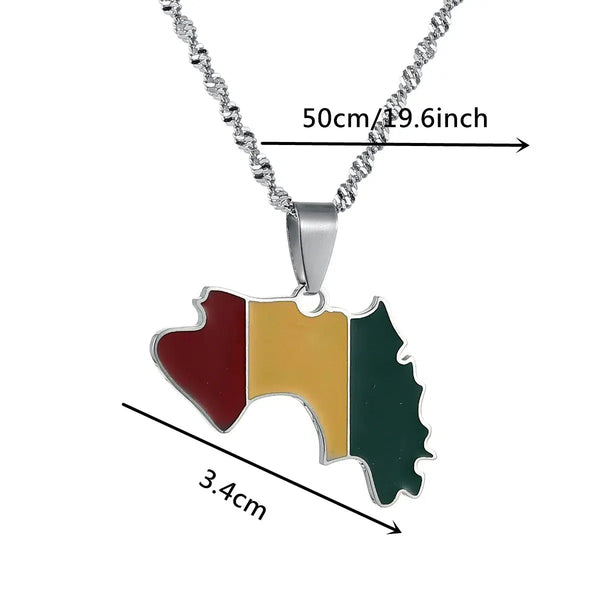 Guinea Flag Map Necklace