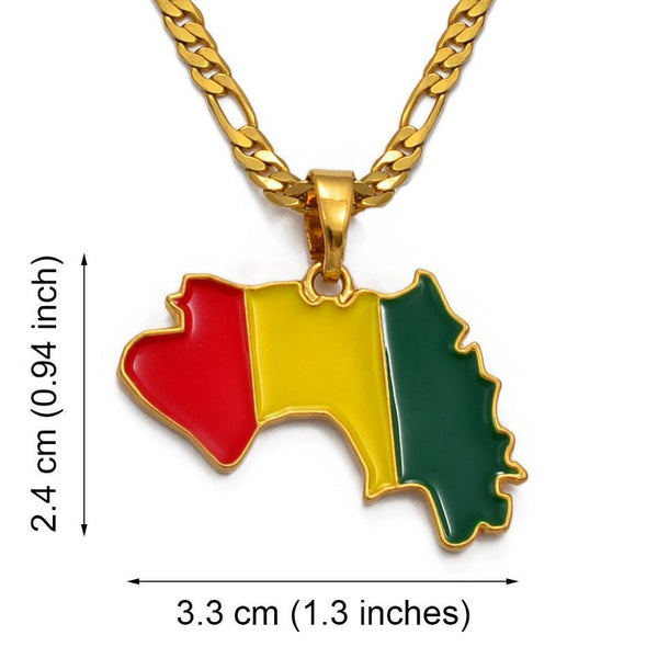 Guinea Flag Map Necklace