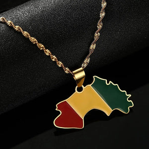 Guinea Flag Map Necklace