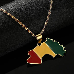 Guinea Flag Map Necklace