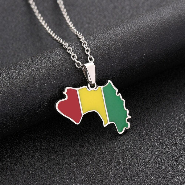 Guinea Flag Map Necklace