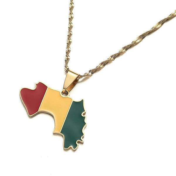 Guinea Flag Map Necklace