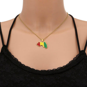 Guinea Flag Map Necklace