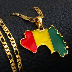 Guinea Flag Map Necklace