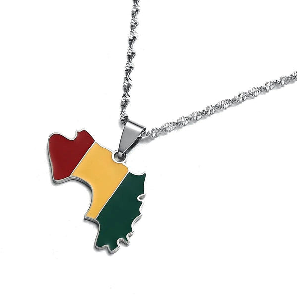 Guinea Flag Map Necklace