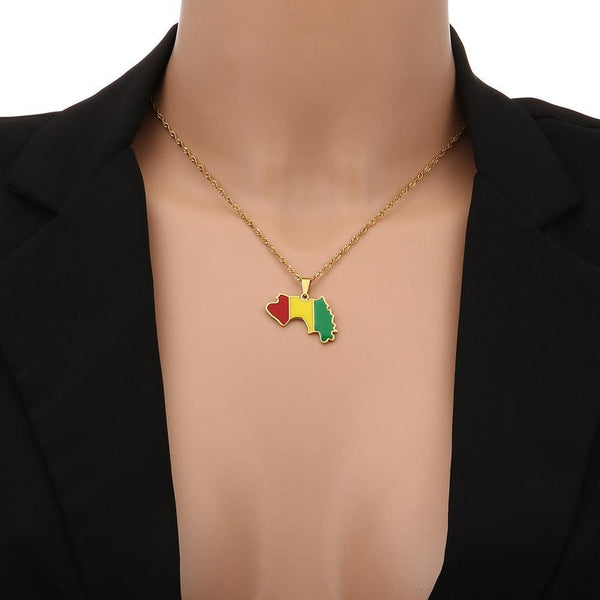 Guinea Flag Map Necklace