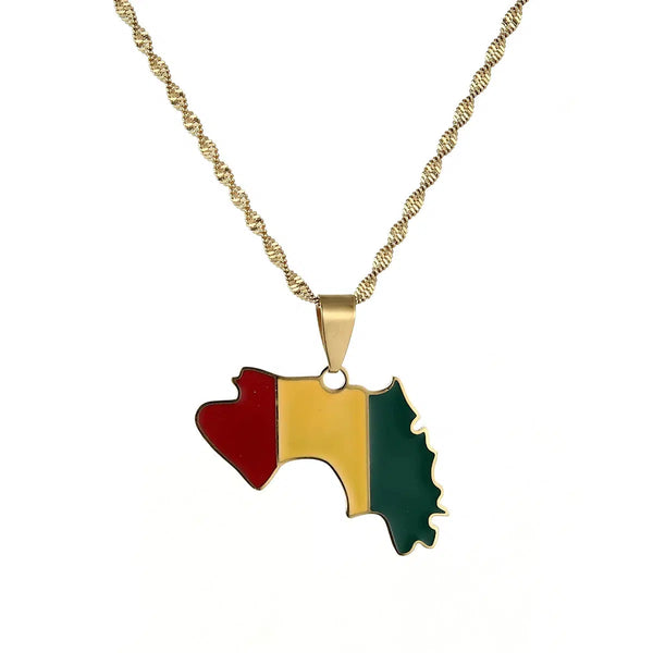 Guinea Flag Map Necklace