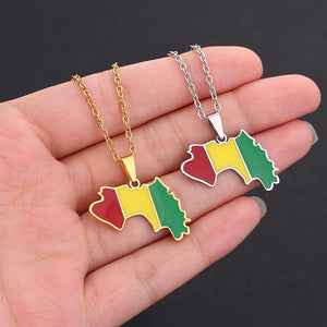 Guinea Flag Map Necklace