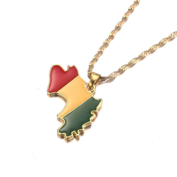 Guinea Flag Map Necklace