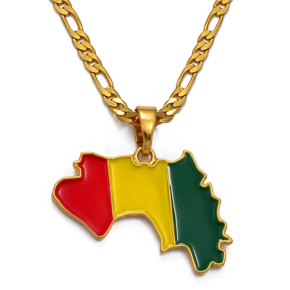 Guinea Flag Map Necklace