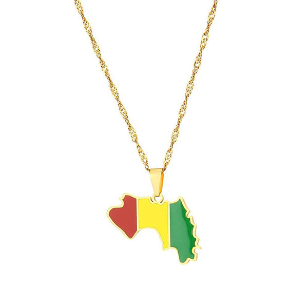 Guinea Flag Map Necklace