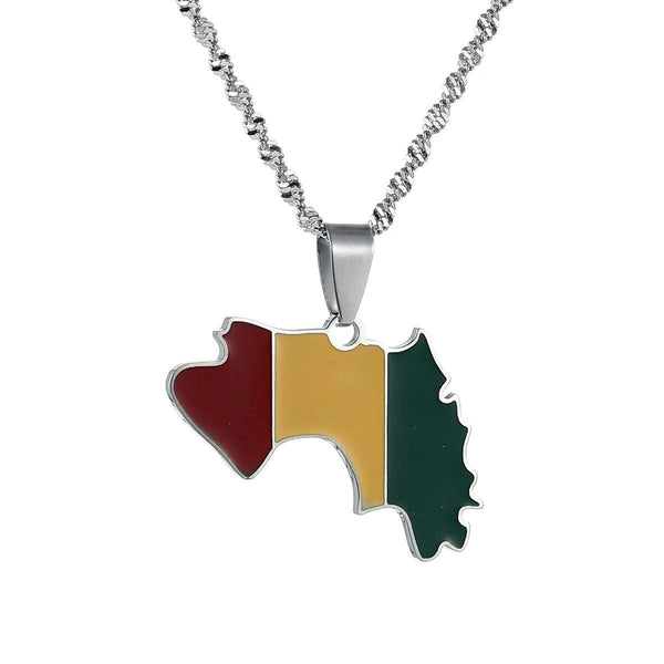 Guinea Flag Map Necklace