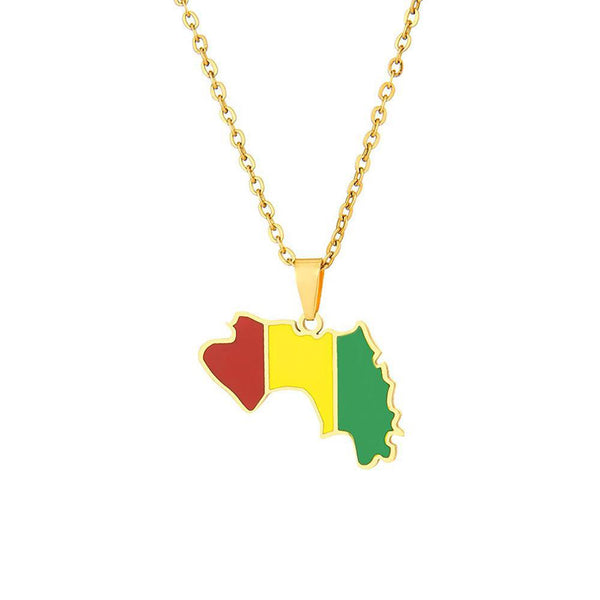 Guinea Flag Map Necklace