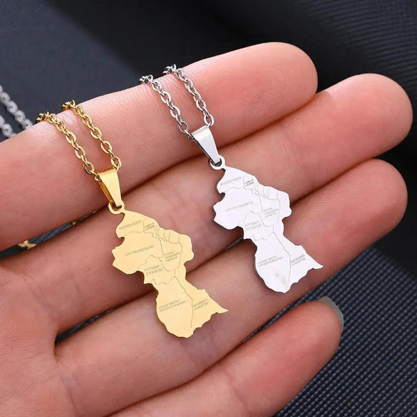 Guyana Flag Map Necklace