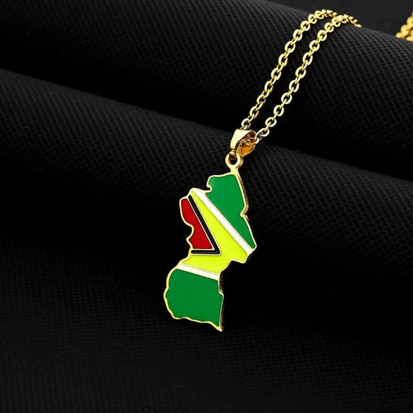 Guyana Flag Map Necklace