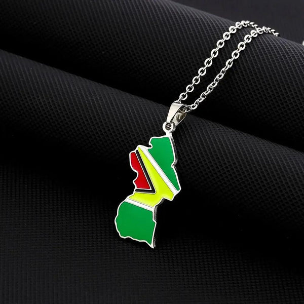 Guyana Flag Map Necklace
