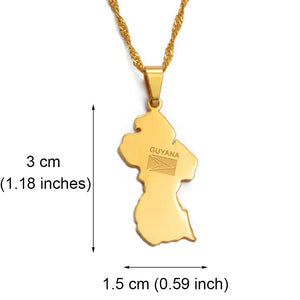 Guyana Flag Map Necklace