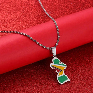 Guyana Flag Map Necklace