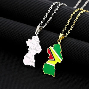 Guyana Flag Map Necklace
