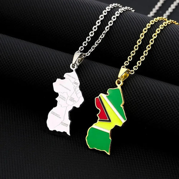 Guyana Flag Map Necklace