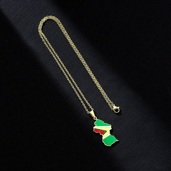 Guyana Flag Map Necklace