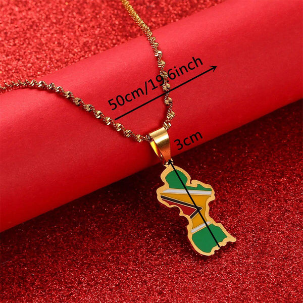 Guyana Flag Map Necklace