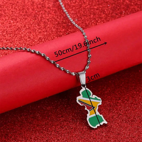 Guyana Flag Map Necklace