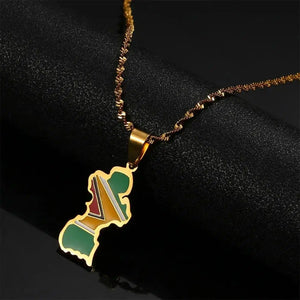 Guyana Flag Map Necklace