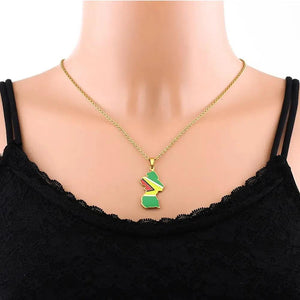 Guyana Flag Map Necklace