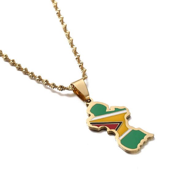 Guyana Flag Map Necklace