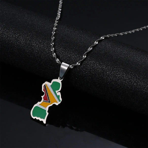 Guyana Flag Map Necklace