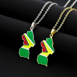 Guyana Flag Map Necklace