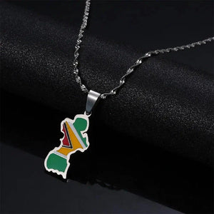 Guyana Flag Map Necklace