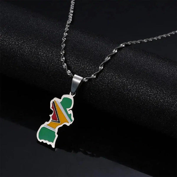 Guyana Flag Map Necklace