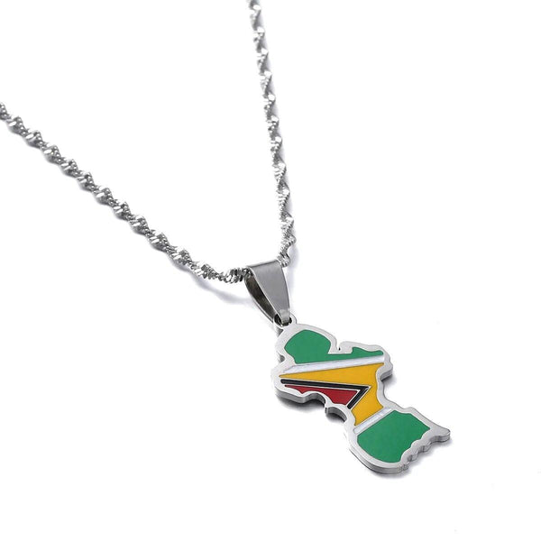 Guyana Flag Map Necklace