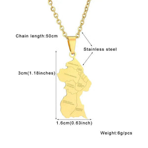 Guyana Flag Map Necklace