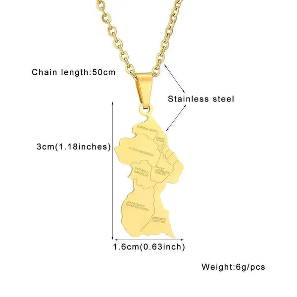 Guyana Flag Map Necklace
