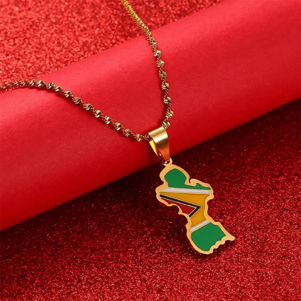 Guyana Flag Map Necklace