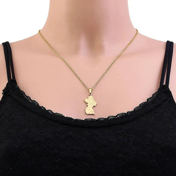 Guyana Flag Map Necklace