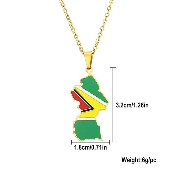Guyana Flag Map Necklace
