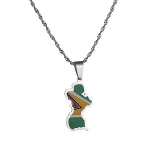 Guyana Flag Map Necklace