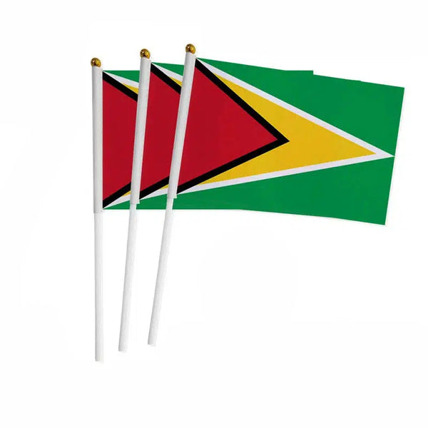 Guyana Flag on Stick - Small Handheld Flag (50/100Pcs)
