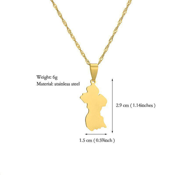 Guyana Map Necklace