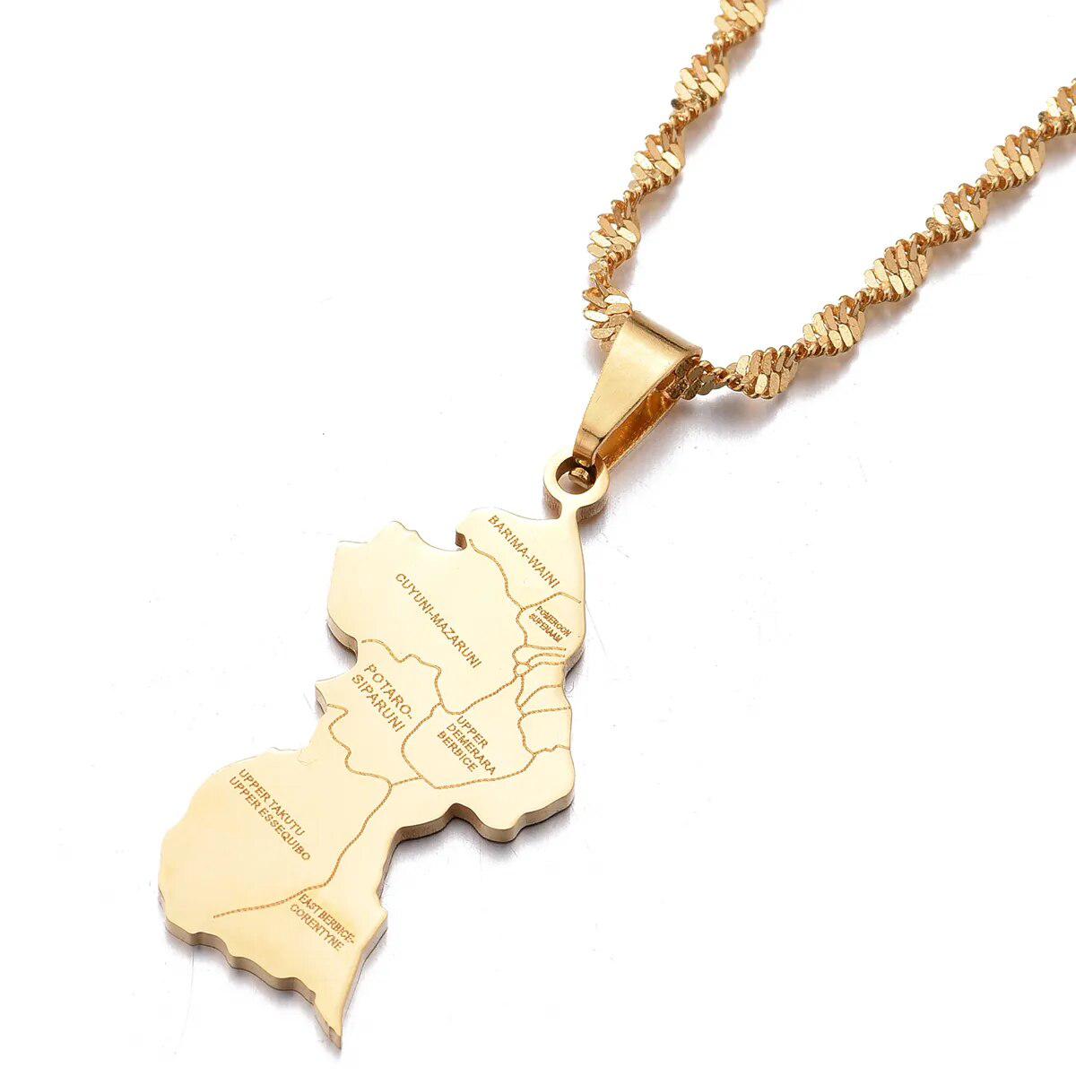 Guyana Map Necklace